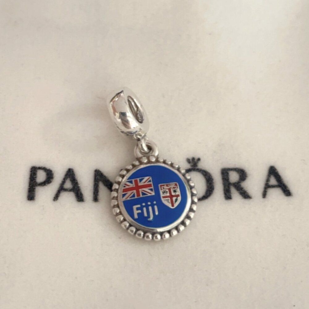 Pandora Fiji Flag Dangle Charm S925 Sterling Silver Pendant